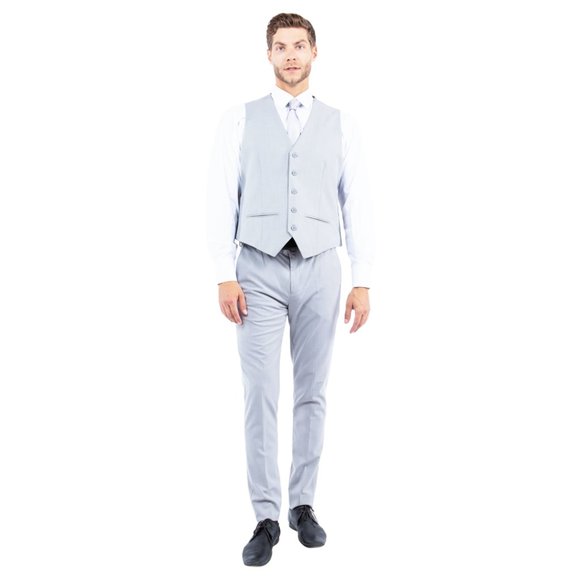 4-Way Stretch Mens Suit Set, 3-Piece Grey - Picture 3 of 7
